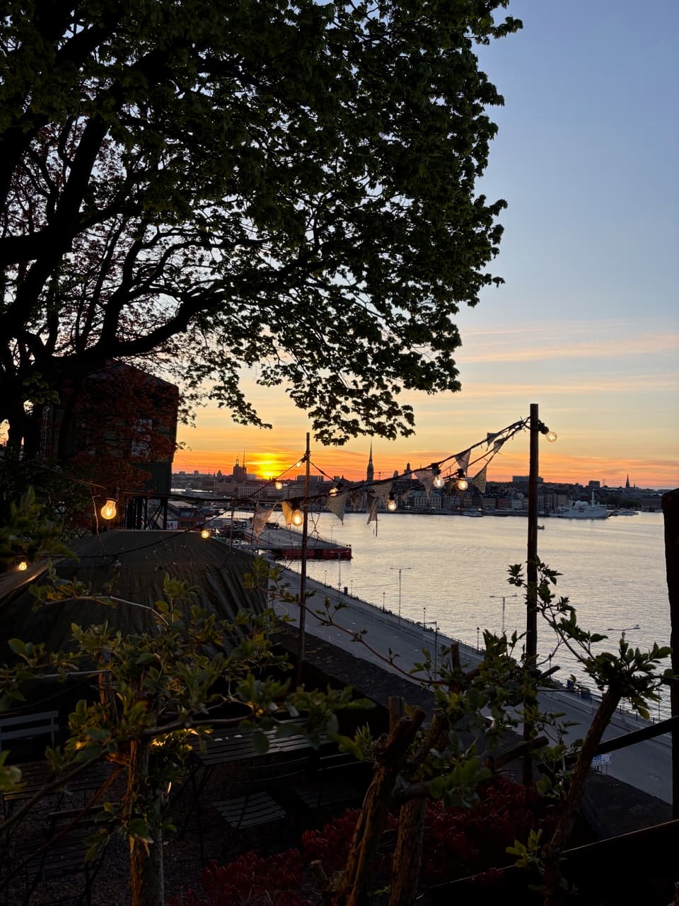 Sunset over the water in Stockholm